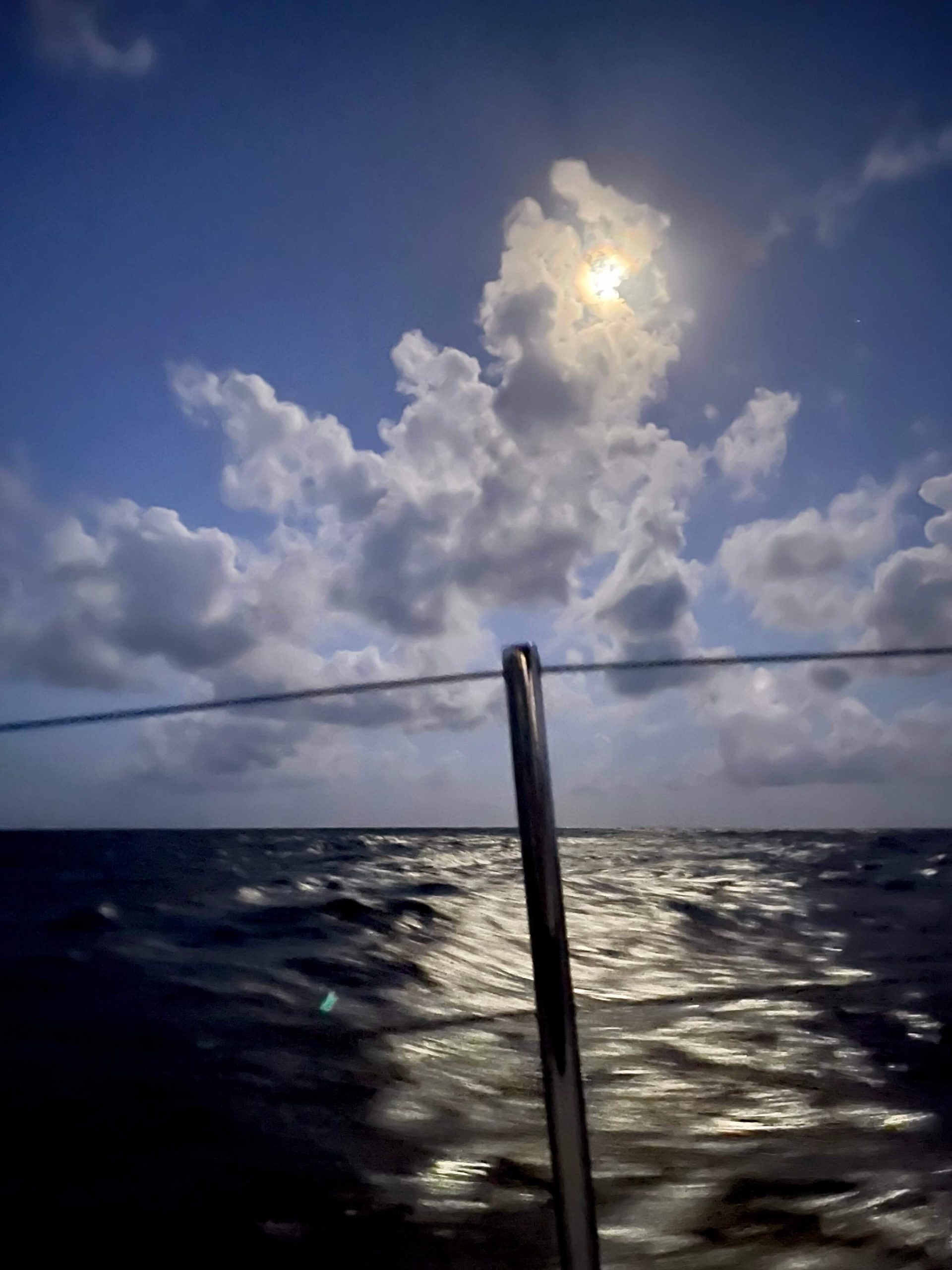 Waxing Gibbous Moon over Caribbean Sea